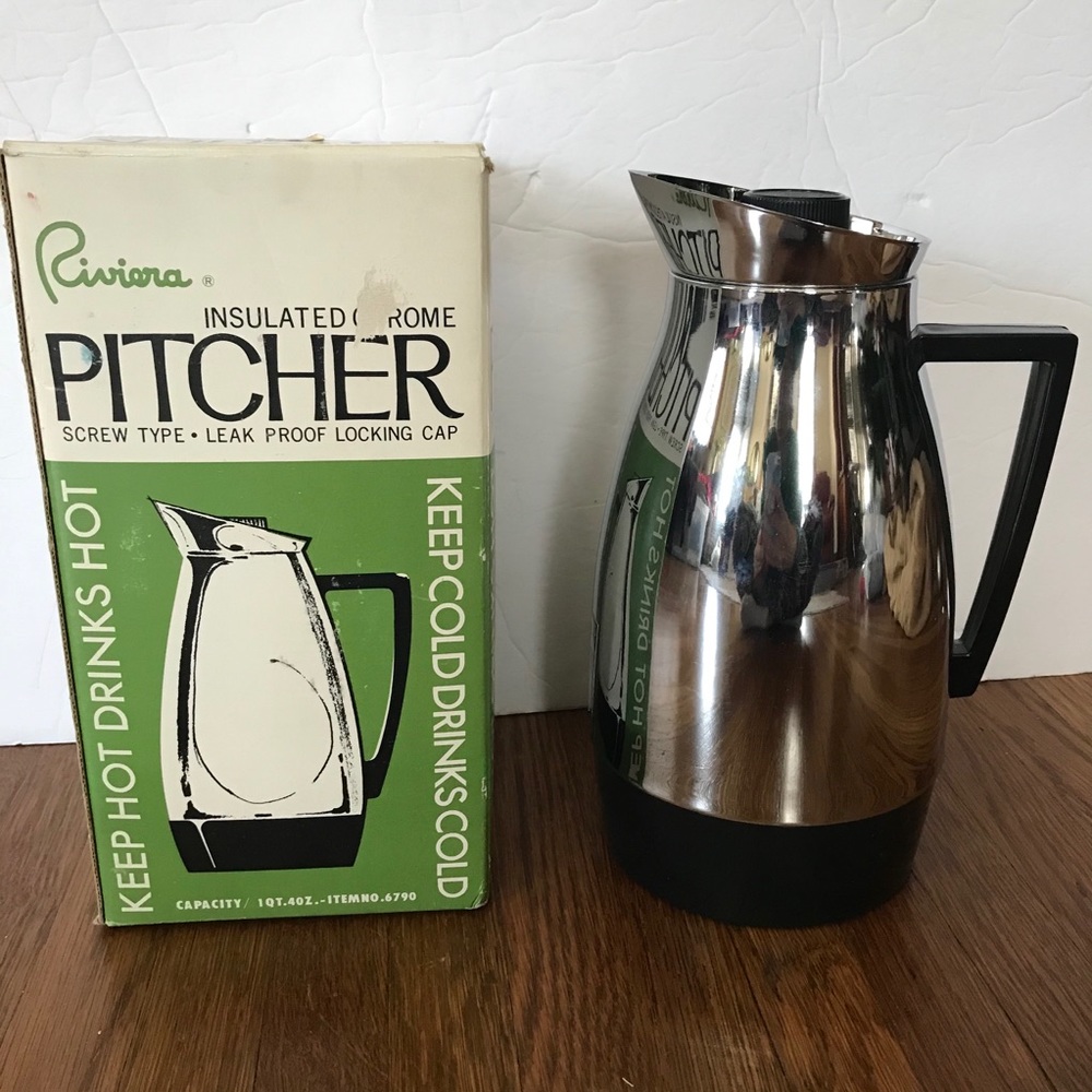 vintage 60s Riviera chrome pitcher hot cold 1 qt - Picture 2 of 7